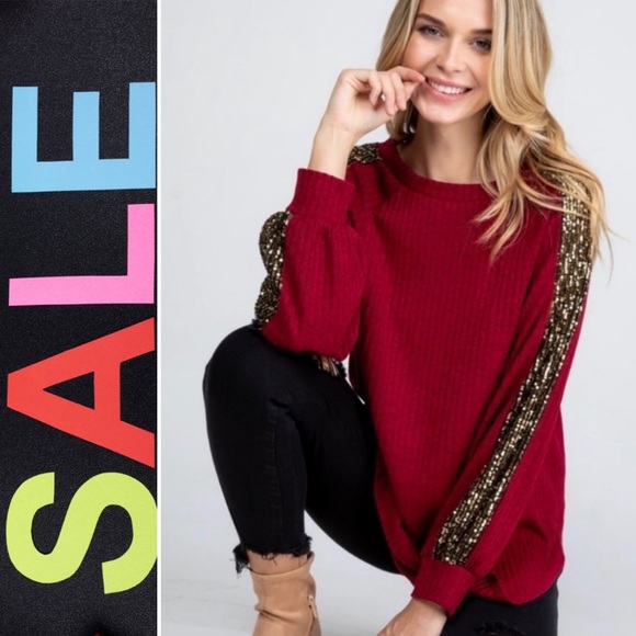 Sweaters - Sequin Raglan Top